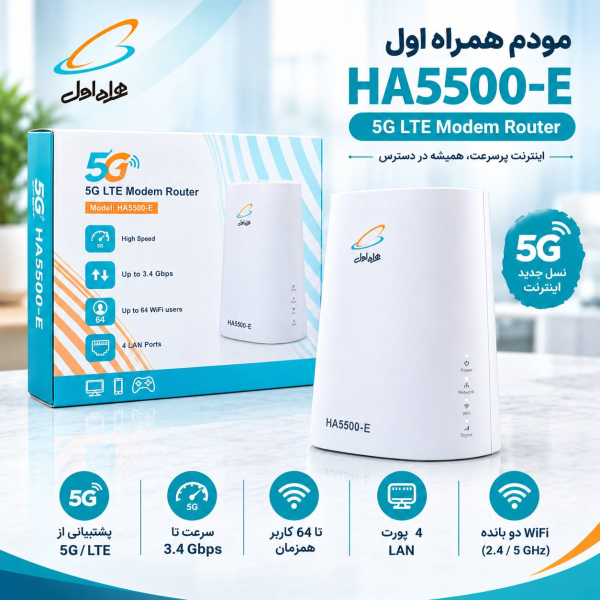مودم همراه اول مدل HA5500-E 5G LTE (گارانتی یکساله همراه اول)